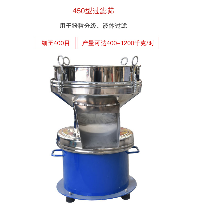 450型過濾篩用于粉粒分級(jí)、液體過濾